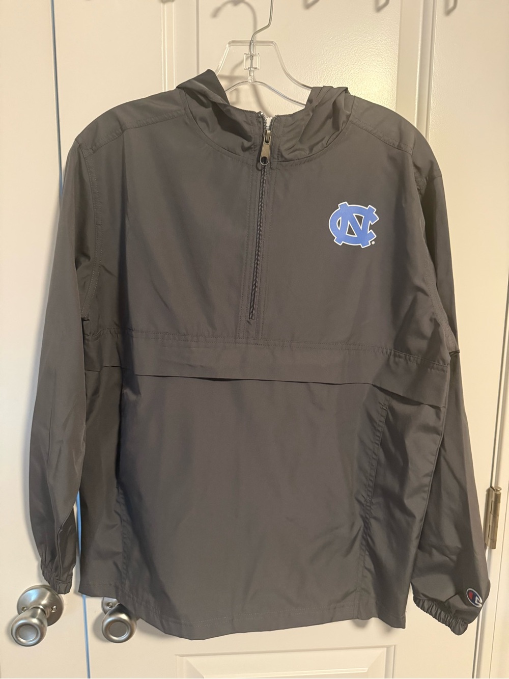 Champion Gray Hooded Kids Rain Anorak with Carolina Logo